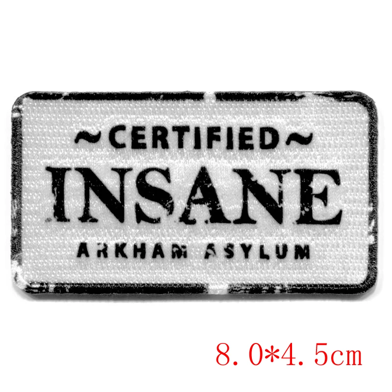 Certificato Insane Arkham The Joker Pieno Di Badge Da Ricamo Iron On Patch