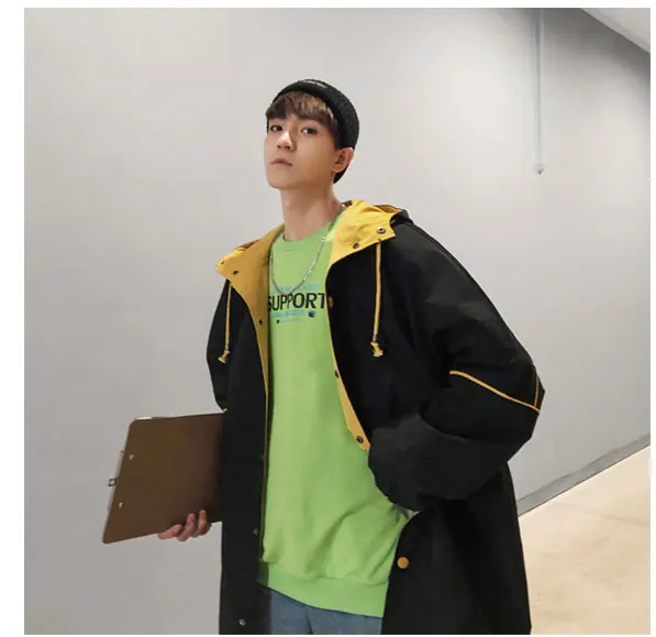 Korean Long Jacket Men Camouflage Hooded Trench Coat Men Spring Street Style Military Trenchcoat  (15)