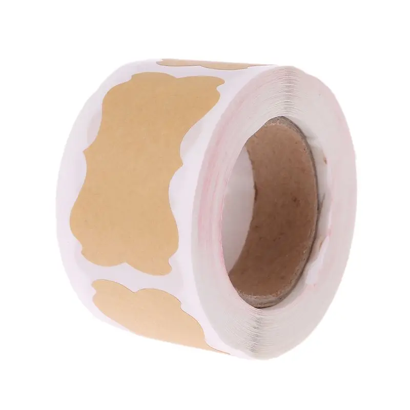 

1 Roll/300pcs Vintage Blank Kraft Label Handmade Sealing Sticker For Gift Cake Baking Sealing Packaging DIY Labels Sticker