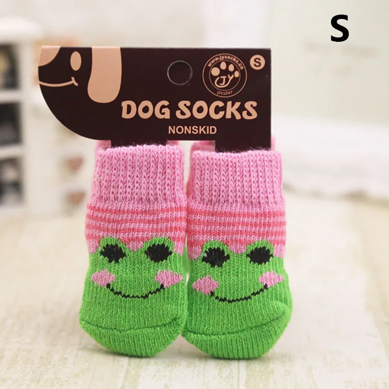 4 шт. домашние носки для собак Нескользящие мягкие теплые дышащие эластичные для осени и зимы DC112 - Цвет: S