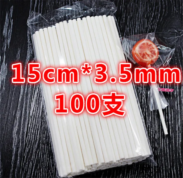 100 pcs/lot Food-Grade Solid White Pop Sucker Sticks Chocolate Cake Lollipop Lolly Sugar Candy Paper Stick 15x0.35cm