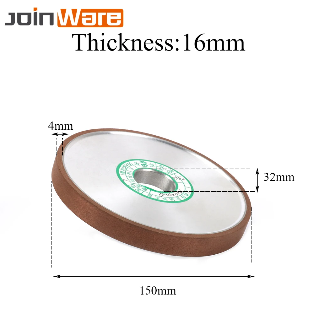 150x32x16x4 мм Алмазный шлифовальный круг из смолы, плоский шлифовальный диск, мощный абразивный инструмент для фрезерного резака, точилка, инструмент 180