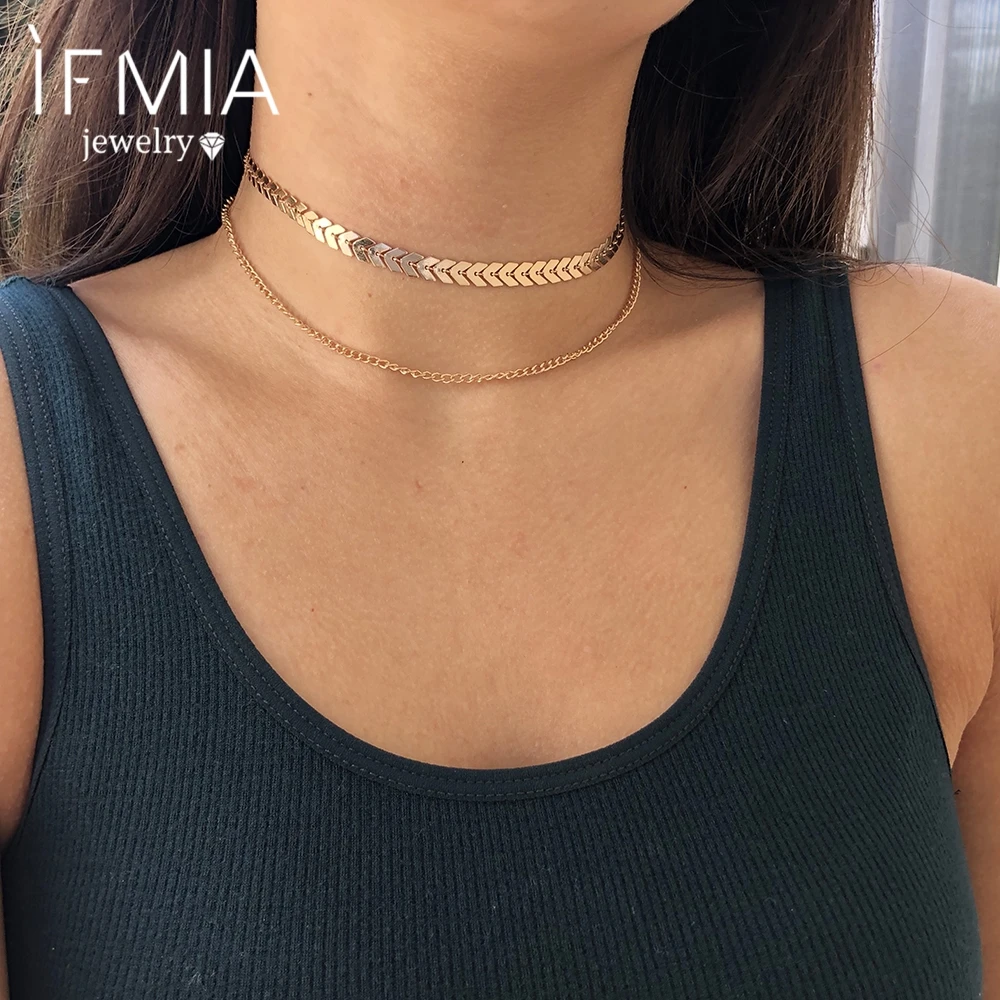 IFMIA модное ретро ожерелье с цепочкой из сплава, Дамское очаровательное двойное короткое ожерелье, богемное ювелирное изделие, новинка, горячая Распродажа ювелирных изделий