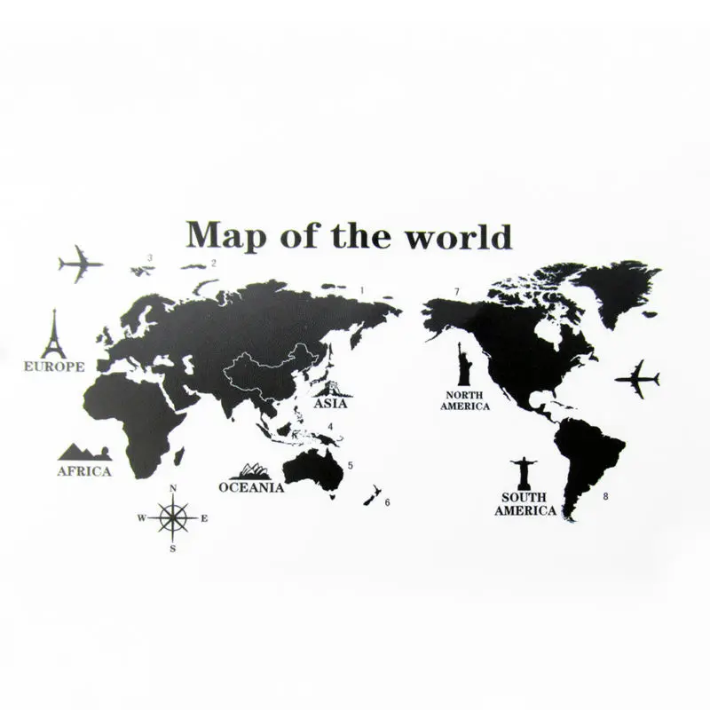 Colorful Cartoon World Map Wall stickers for classroom kids room Art Poster animal world map wall stickers for Home Decoration (6)