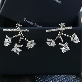 

AAA Quality Fashion 2016 New Style Aesthetic Irregular Austria Crystal CZ Silver Studs Earrings For Women