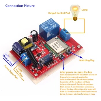

Wifi Wireless APP Phone Remote Control Switch Module Inching Self-Lock Timing Delay Board for Smart Home 1 Bit 1 Channel 220V
