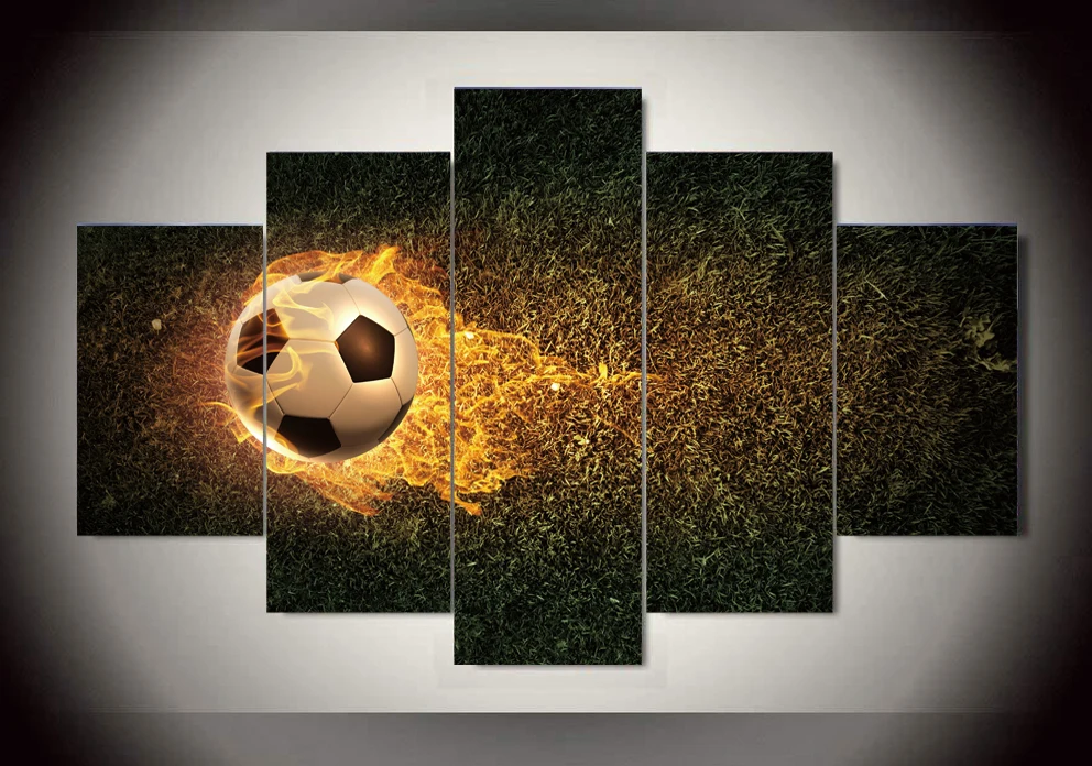 HD Printed 5 Piece Canvas Art Soccer Painting Football Wall Pictures