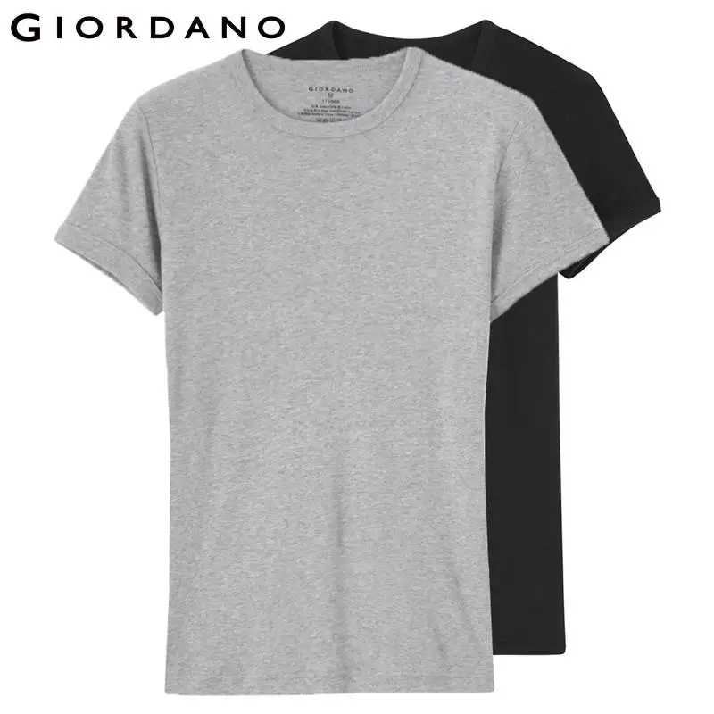 Giordano две приталеные футболки slim fit из натурального хлопка с короткими рукавами и круглым воротом,имеют несколько цветовых решений - Цвет: 61Gray