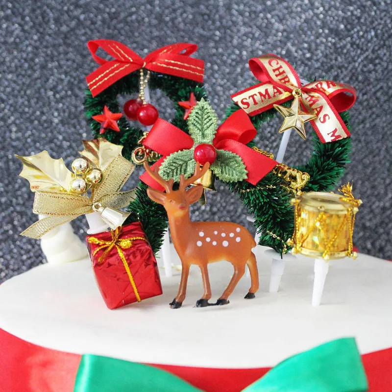 

2019 Merry Christmas Cake Topper Christmas Tree Santa Claus Elk Deer Cupcake Topper For Christmas Party Cake Decorations Xmas
