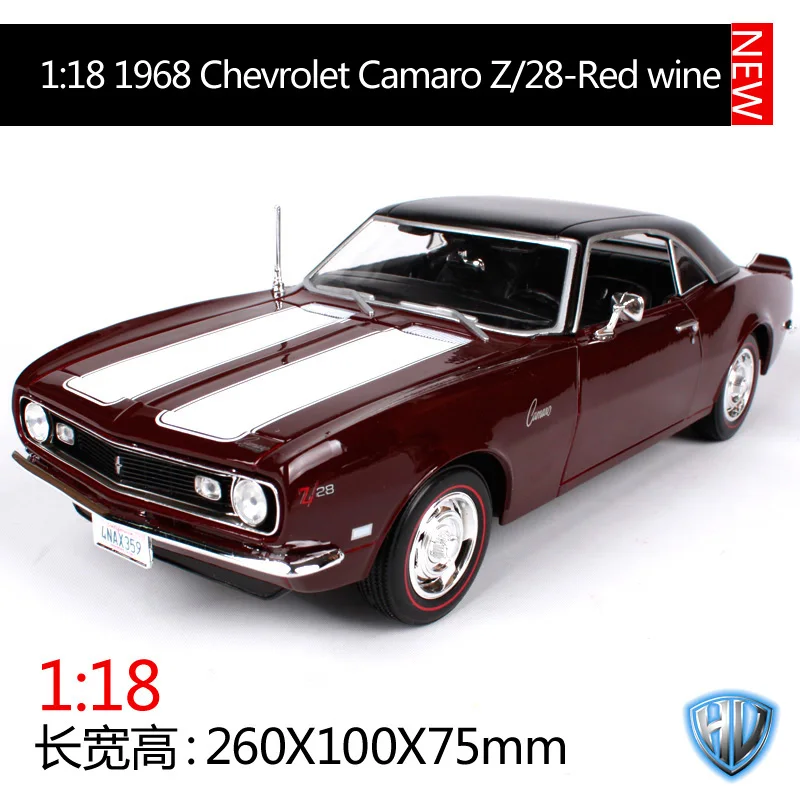 Maisto 1:18 1968 chevrolet camaro z28 красное вино синий автомобиль литья под давлением 260*100*75 роскошная классическая модель автомобиля коллекционная 31685