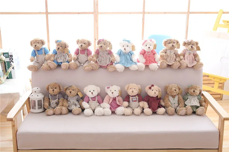 Cute Couple Teddy Bear Plush Toys Couple Bear Wedding Teddy Bears Soft Stuffed Dolls Valentine Day Kids Friends Lovers Birthday Christmas Gift 26cm 1 Pair  (1)
