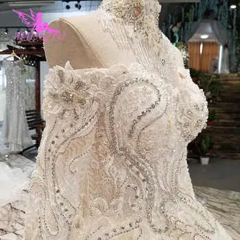 شراءAIJINGYU فستان زفاف فرنسا العرائس و الثياب الجديدة الفرنسية المشاركة صور جودة ثوب طويل فاخر الزفاف