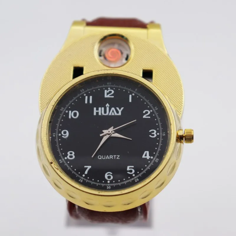 

New Cigarette Lighter Watch Men quartz watches sports military Casual wirstwatch personality Lighter USB Charging F888