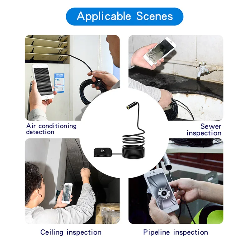 

Auto Focus Wireless Endoscope WiFi Inspection Camera HD5MP Snake Camera Waterproof IP68 for Android , iOS phone repair