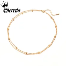 Chereda круглый 3 цвета чокер для женщин классическое двойное ожерелье Шарм Леди простой дизайн Чокер Модные украшения подарок