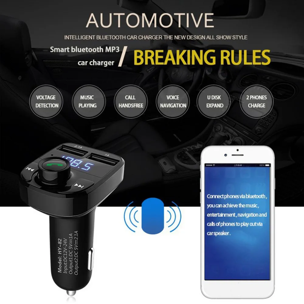 

Wireless Bluetooth Car Kit LCD MP3 Player with Mic Handsfree FM Transmitter Dual USB Charger Support U-disk TF Card