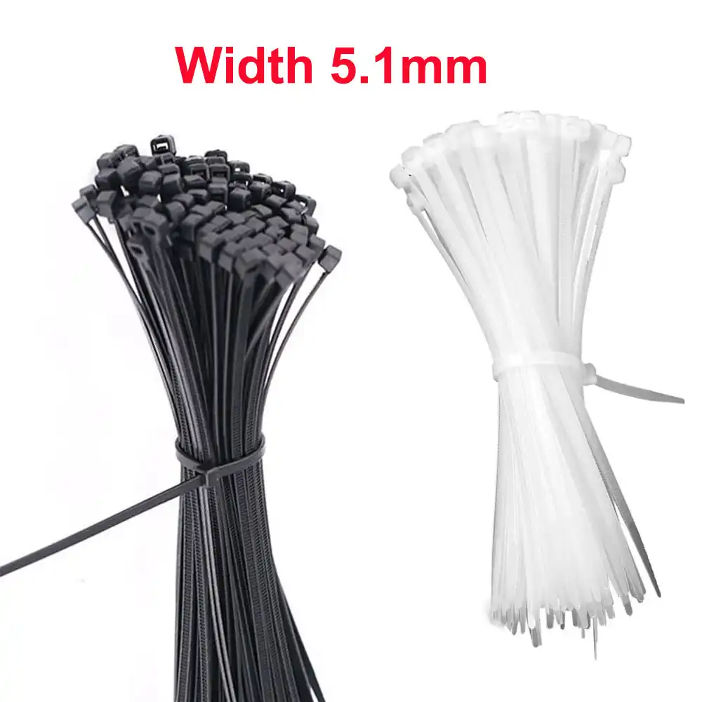 Kit 100 Plastic Nylon Ties PVC wiring ties set 4,8x200 mm White