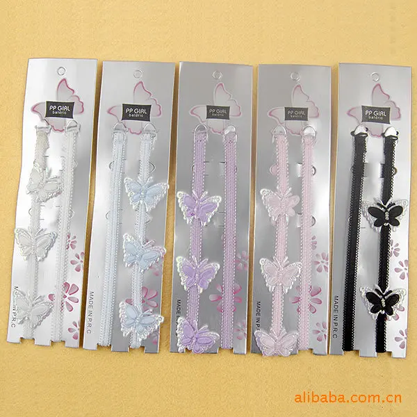 50 пар Дамский бюстгальтер ремни вышитые нижнее белье аксессуары три бабочки декоративное нижнее белье Anyongzu натуральный цвет хлопок