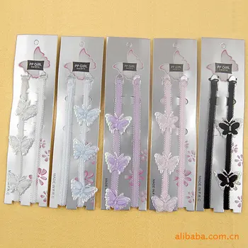 

50pair Ladies Bra Straps Embroidered Underwear Accessories Three Butterfly Decorative Lingerie Anyongzu Natural Color Cotton