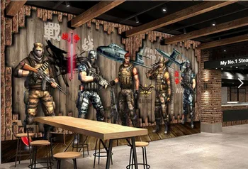 

customize 3d photo wallpaper Retro nostalgia warrior cafe backdrop 3d stereoscopic wallpaper home decor living room