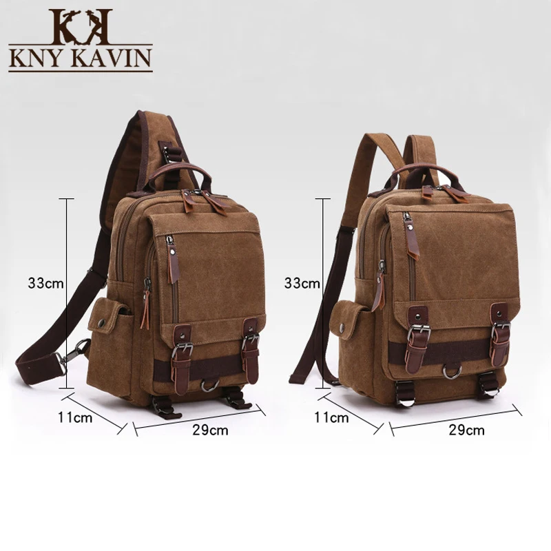 

KNY KAVIN Vintage Canvas Backpack 2 Styles Men Women Travel Bag School Bag Large Capacity Rucksack Single Shoulder Bust Bag