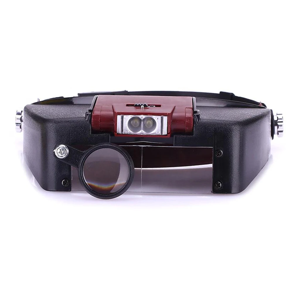

2 LED Light Visor Adjustable Headband Lamp Magnifier Illuminated Magnifying Eye Glasses Lens Loupe Repair Precision Work