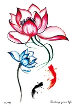 Rocooart duży lotos Flash Tatoo Goldfish tatuje ręka w klatce piersiowej wodoodporna tymczasowa naklejka tatuaż dla kobiet mężczyzn fałszywy tatuaż Taty tanie tanio SC-945 Zmywalny tatuaż 15x10 5 CM Non-Toxic