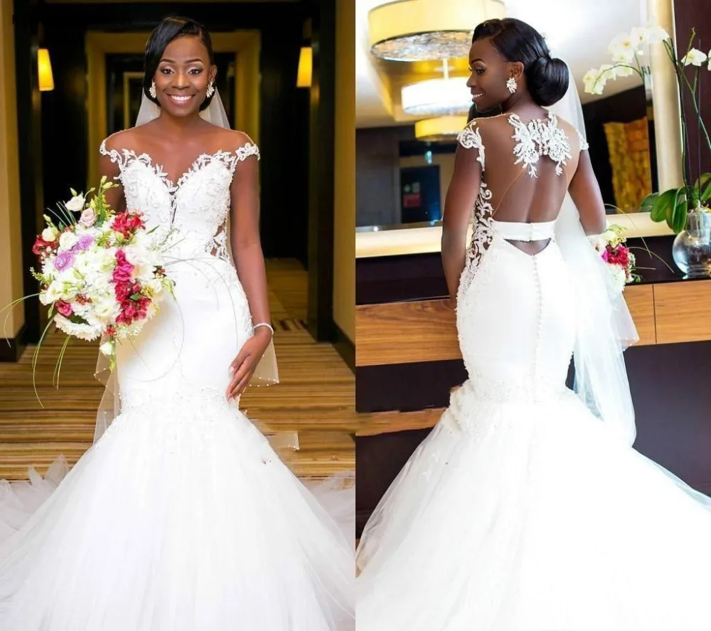 Mermaid Nigerian Backless Wedding Dresses 2019 South African Black