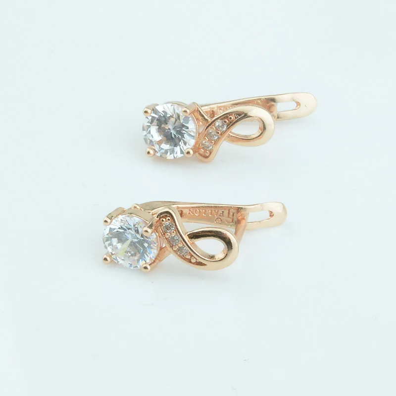 

FJ Women Earrings Jewelry 585 Rose/Rose White Gold Color Drop Party/Cubic Zircon Earrings