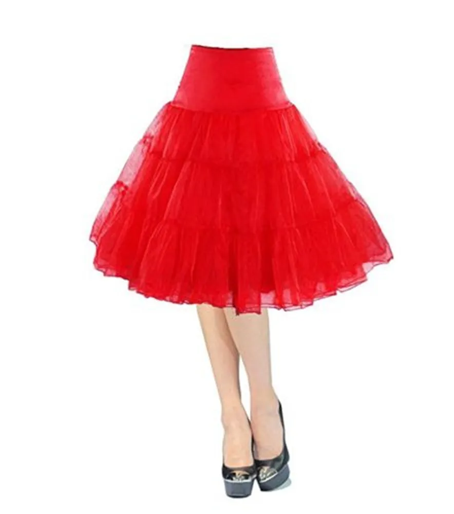 Для взрослых женская юбка-пачка 50s Винтаж, кринолиновый подъюбник для женщин рокабилли Туту Короткие свадебные Нижние юбки для девочки, держащей букет нарядные юбки - Цвет: Красный