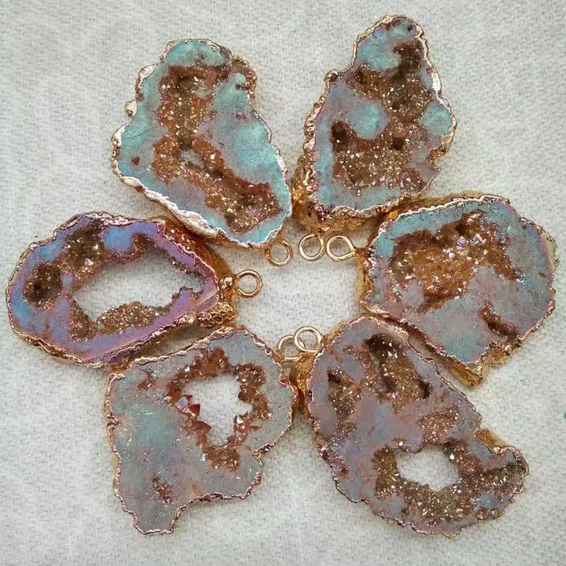 Drusy натуральный камень Нерегулярные подвески для элегантных женщин ожерелья DIY