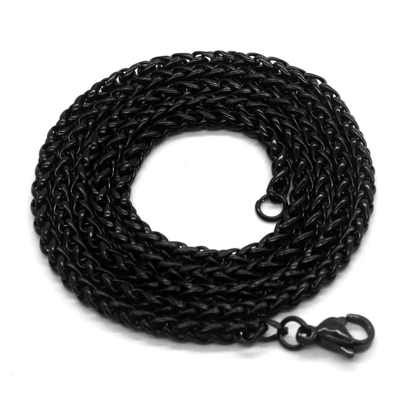 LUFANG дизайнерское модное ювелирное хип-хоп ожерелье на цепочке 3 мм удлиненное индивидуальное длинное ожерелье из нержавеющей стали для мужчин - Окраска металла: black