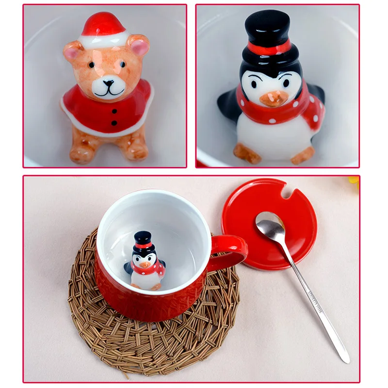 Рождественские чашки Кружка 3D животных керамика милый мультфильм для Кофе Молоко чай офис HYD88