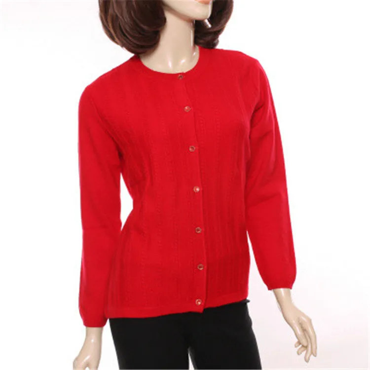  high grade 100%goat cashmere o-neck knit women fashion sweet cardigan sweater single breasted orang