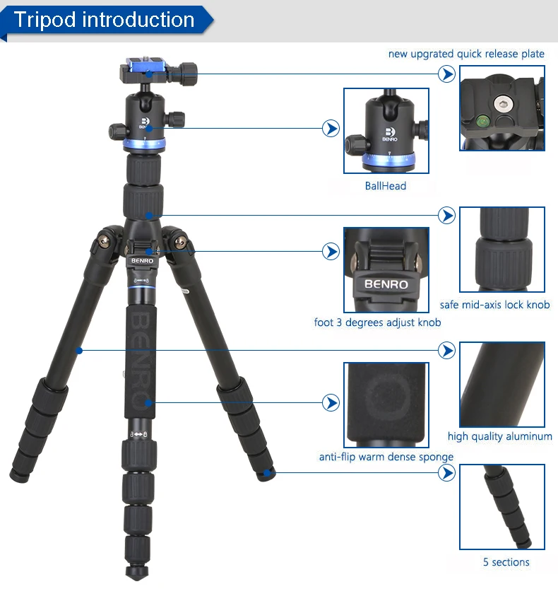 Benro Универсальный штатив FIF19AIB0 алюминиевый набор IB0 шаровая Головка для DSLR камеры