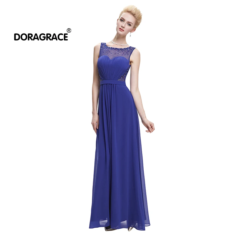 

Doragrace robe de soiree Elegant A-Line Beaded Chiffon Long Evening Dresses