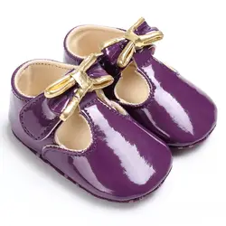 Детские Обувь для девочек Весенняя однотонная искусственная кожа новорожденных В стиле принцессы Милые Обувь для малышей на мягкой