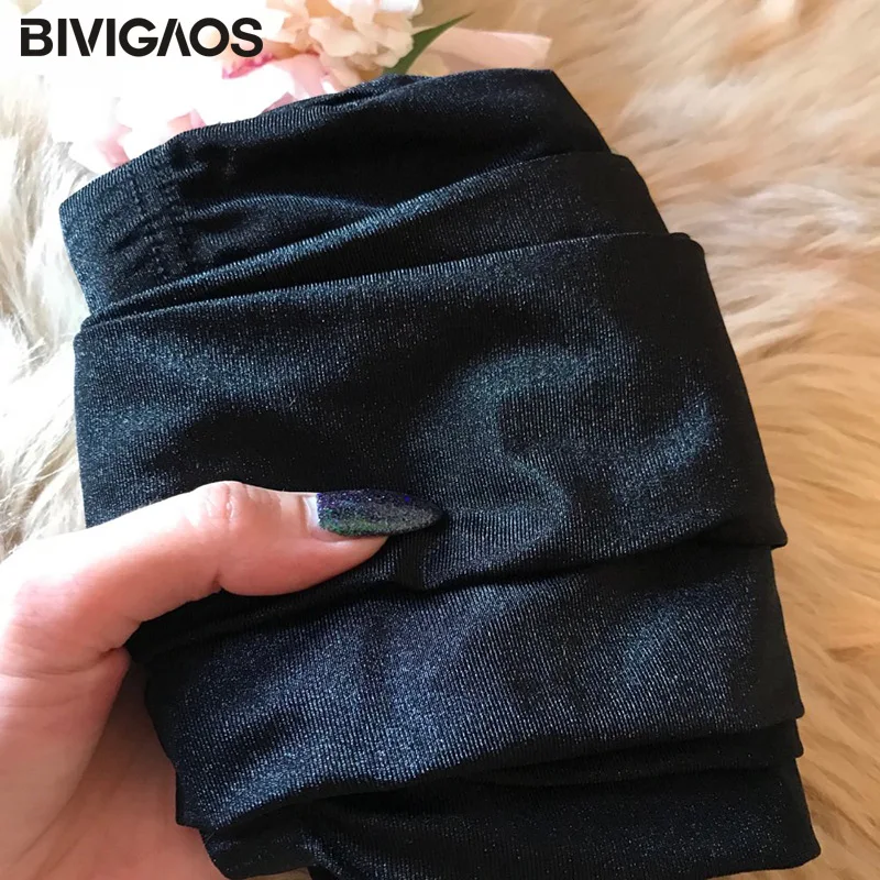 BIVIGAOS Модные женские эластичные глянцевые леггинсы спандекс готические ножные в