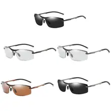 Мужские поляризованные солнцезащитные очки для вождения, разные цвета, меняющие цвет, металлическая оправа, очки, полуоправа, Всесезонная защита от лучей, защита от усталости