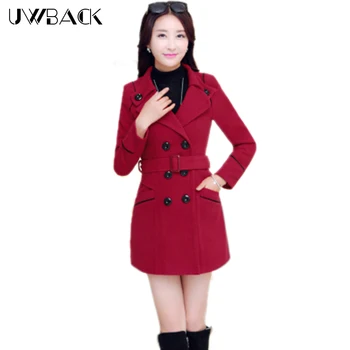 

Uwback Wool Blends Coat Woman 2018 New Spring/Autumn Slim Plus Size Trench Outwear Jackets Women TB1219