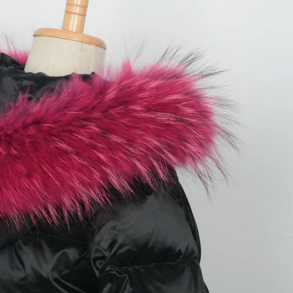 Популярный Стиль, натуральный мех енота, подкладка 65 см, Зимняя мода, отделка воротника для детей, взрослых, пальто с капюшоном S1690