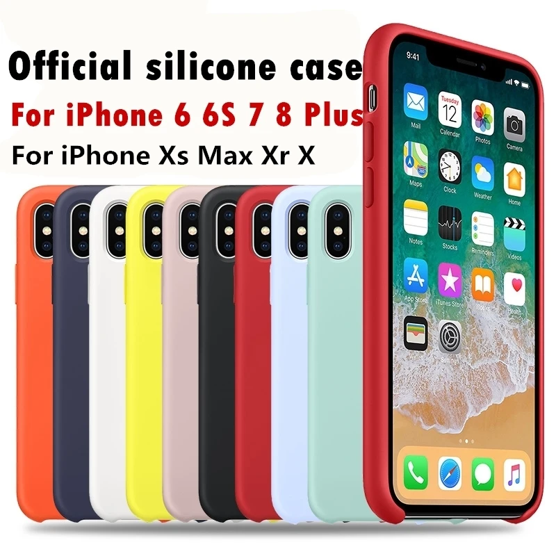 Goede Offici euml;le Hebben LOGO Originele Siliconen Case Voor Apple iPhone XS MAX XR 7 8X6 6 s Plus gevallen doos 7 Cover Coque Funda