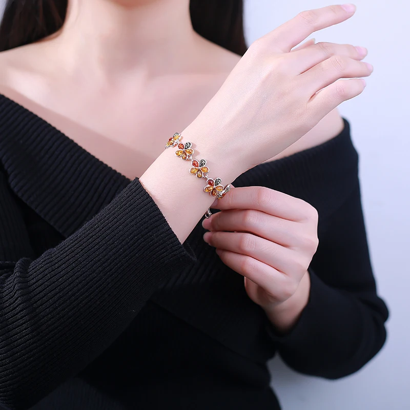 

JIUDUO natural amber gemstone bracelet adjustable size classic hand jewelry for women fashion gemstone fine jewelry