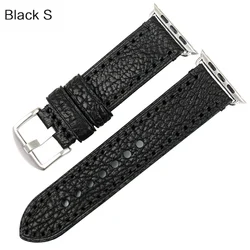 Premium Leather Watchband Strap - Elegant Bracelet - 45mm 44mm (Black S)