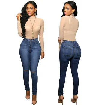 

Stylish Ripped Skinny Jeans Women Jeans Trousers Mid Waist Casual Pants Female Slim Jeans