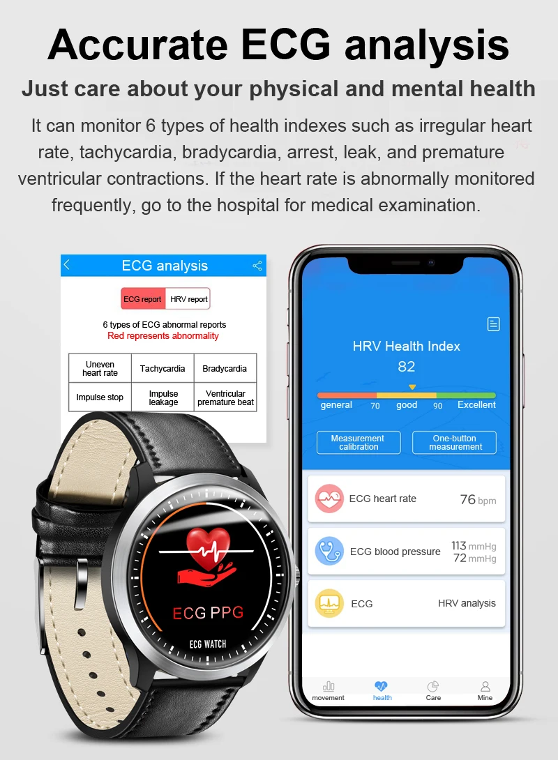 696 N58 Смарт часы ECG + PPG HRV отчет сердечного ритма Монитор артериального давления