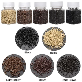 

500Pcs 5mm Hair Silicone Micro Ring Silicone Lined Micro Rings Links Beads for Feather and Human Hair Extensions 5 Colors