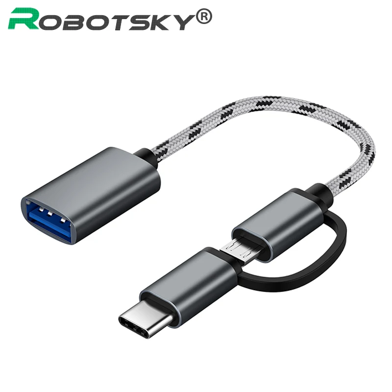 Кабель-адаптер 2 в 1 с Micro USB папа + Type-C на 3 0 мама | Электроника