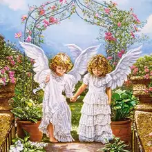 Два ангела DIY живопись по номерам 24 цвета пигментная щетка Живопись Искусство Ручная роспись креативная Цифровая живопись маслом