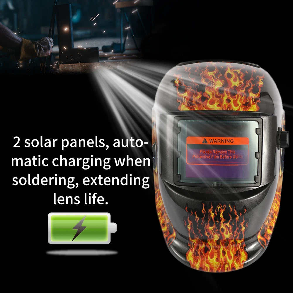 Пламя Череп солнечной энергии Автоматическая переменная свет сварочные маски TIG точечной сварки шлем Кепки с регулируемым оголовьем ручка